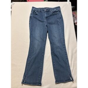 NYDJ Marilyn Straight Jeans Sz 16 Lift Tuck Sure Stretch Denim Women Slit Hem